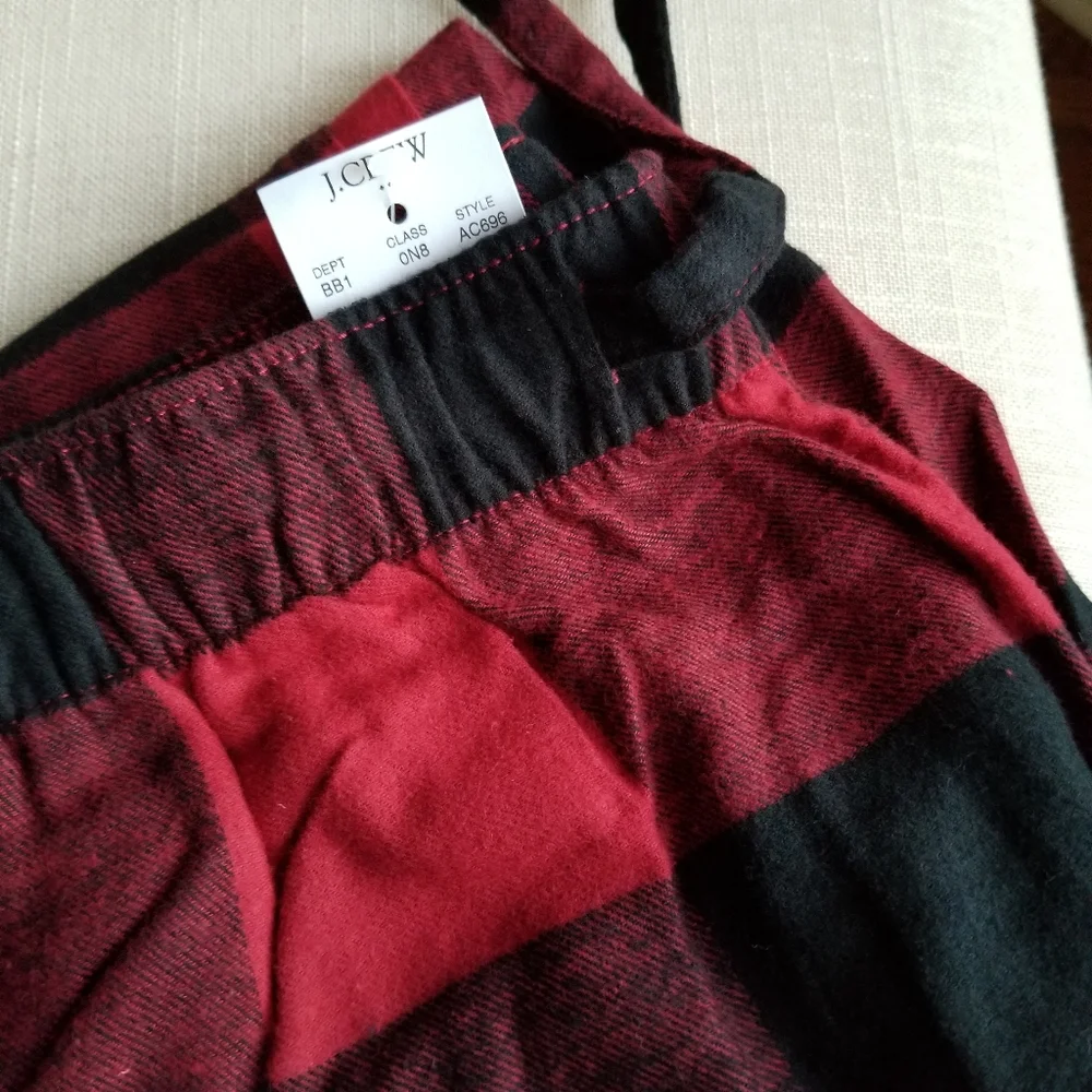 New! J CREW size Large L Red Buffalo Check Flannel PJ Bottoms Pants NWT